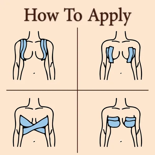 Vista 5 de Cinta invisible para senos con cubiertas para pezones, cinta transpirable de levantamiento de senos para mujeres, resistente al sudor, cinta