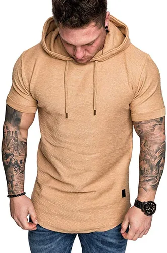 Vista 4 de Moderna sudadera deportiva de vellón con capucha, para hombres, jersey de lana unicolor sin botones.