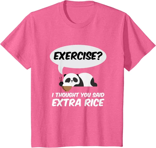 Vista 41 de ¿Ejercicio? I Thought You Said Extra Rice Panda Gift T-Shirt, Negro, S