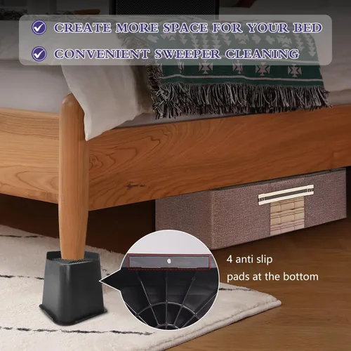Vista 5 de Elevadores de cama de 6 pulgadas, resistentes, paquete de 4 elevadores de muebles en forma de L de 6 pulgadas, elevadores de gran tamaño para sofá