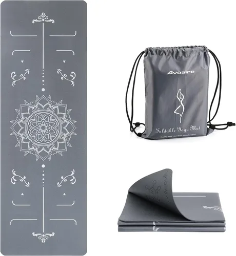 Vista 10 de Avoalre Esterilla de yoga plegable – Tapete de ejercicio antideslizante texturizado – Tapete de yoga ligero de viaje con bolsa de transporte