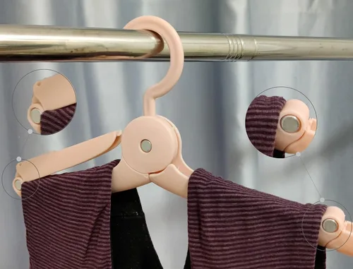 Vista 4 de Perchas plegables para ropa de viaje con clips, perchas portátiles de plástico para ropa, perchas de mano que ahorran espacio, estante de secado