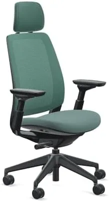Vista 9 de Steelcase Silla de oficina serie 2 con reposacabezas, marco de grafito, respaldo de aire con 3D Microknit Cogent Connect Regaliz