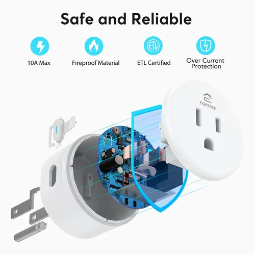 Vista 8 de EIGHTREE Enchufe inteligente, toma WiFi para el hogar inteligente compatible con Alexa y Google Home, enchufe inteligente con control remoto