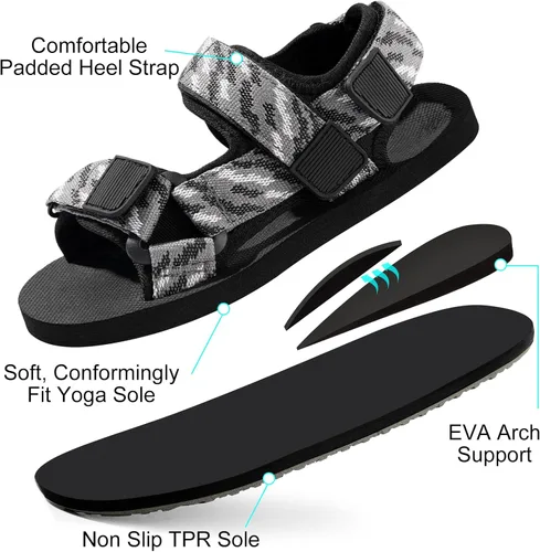 Vista 2 de Sandalias unisex para niños grandes con correas ajustables, sandalias atléticas para exteriores, zapatos casuales