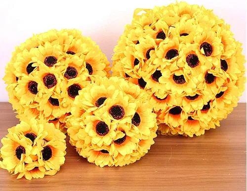 Vista 6 de Grunyia 100 cabezas artificiales de girasol amarillo de seda de 2.8 pulgadas