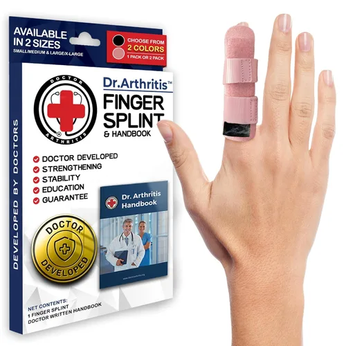 Vista 17 de Dr. Arthritis Doctor Developed - Férula para dedos acolchada para enderezar (negro, S/M, paquete de 2)