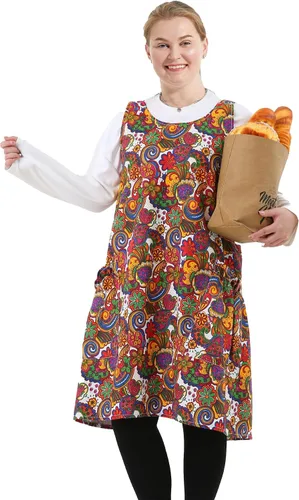 Vista 32 de Delantales grandes de talla grande para mujer con bolsillos de algodón y lino para hornear cocina