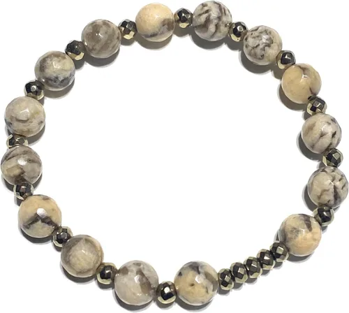 Vista 6 de Natural Feldspar and Pyrite Gemstone Crystal Bracelet