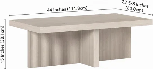 Vista 3 de Henn&Hart Mesa de centro estriada escandinava de 44", color blanco haya
