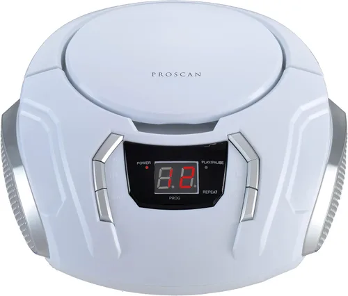 Vista 3 de Proscan Elite - Boombox portátil de CD con radio AM/FM - Blanco