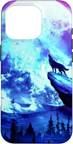 Vista 20 de Funda para iPhone 16 Wolf Mountain Pine Forest Moon Purple Galaxy