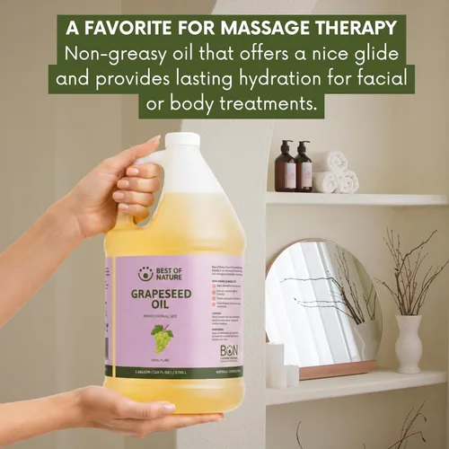 Vista 11 de Best of Nature Aceite corporal y masaje de semilla de uva 100% puro, sin perfume, ligero y no graso para cabello, piel, cara y aceite portador