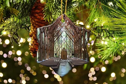 Vista 2 de N/A" Hot Springs Anthony Chapel Arkansas USA America Adorno de cerámica de Navidad Decoración del árbol de Navidad, recuerdos, doble cara, copo