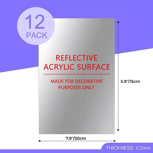 Vista 6 de YVPSI 12 azulejos de espejo acrílicos autoadhesivos de 8 x 6 pulgadas, pequeños espejos sin marco, hojas de espejo flexibles, calcomanías de pared
