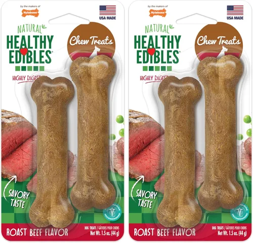 Vista 17 de Nylabone Healthy Edibles Masticables Naturales para Perros de Larga Duración con Sabor a Tocino para Perros, X-Pequeño/Muy Pequeño (2 Unidades)