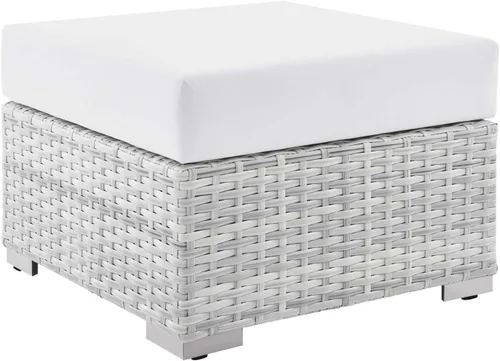 Vista 12 de Modway Convene - Otomana rectangular de mimbre para patio al aire libre, color gris claro