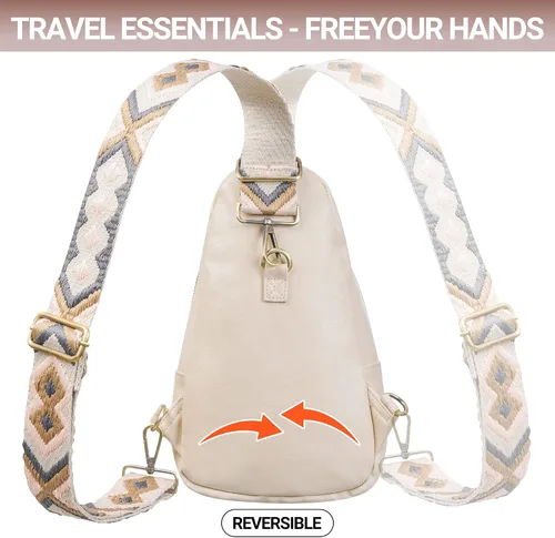 Vista 7 de Bolso bandolera para mujer, de piel sintética, bolso bandolera pequeña, mochila cruzada multiusos para el pecho, para mujer, ciclismo