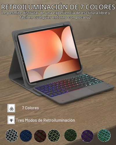 Vista 6 de Teclado Universal para Tableta con Funda de Touchpad para Tabletas de 9", 9.7", 10.1", 10.2", 10.5", 10.9", 11", Teclado Inalámbrico