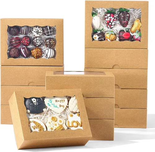 Vista 13 de Paquete de 10 Cajas Completamente Transparentes para Fresas Cubiertas de Chocolate 8x5x2 Pulgadas Cajas para Galletas Cajas para Mini Pasteles Bundt