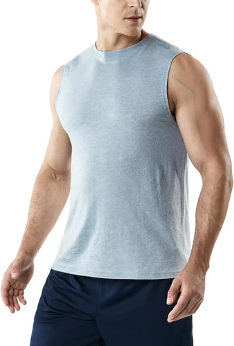 Vista 2 de TSLA Paquete de 1 o 3 camisetas sin mangas para hombre, camisetas deportivas de rendimiento muscular, camisetas sin mangas para entrenamiento