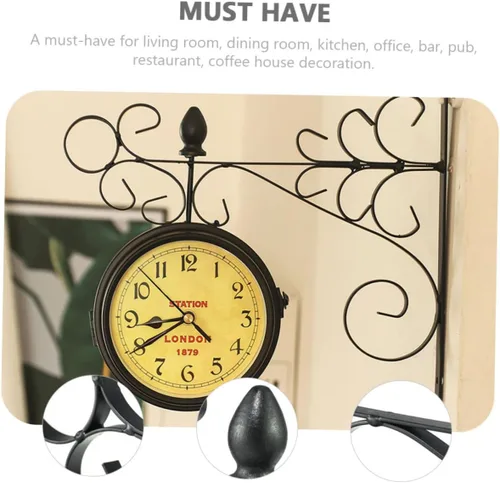 Vista 7 de Cabilock Reloj de pared decorativo grande de péndulo rústico para sala de estar, decoración del hogar, oficina, dormitorio