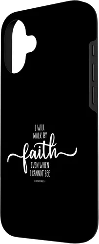 Vista 2 de iPhone 16 I Will Walk By Faith, God Jesus Christian Bible Inspiration Case