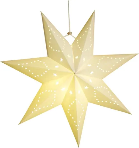 Vista 11 de LIOOBO Linternas de estrella de papel: pantalla de lámpara colgante de estrella de Navidad, luz hueca de cubierta de papel blanco, lámparas