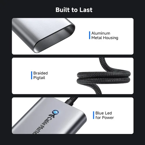 Vista 5 de Cable Matters Adaptador USB C a Ethernet de 5 Gb con carga de 140 W Ethernet de 5000 Mbps a USB C, compatible con USB4, Thunderbolt 5/4, MacBook