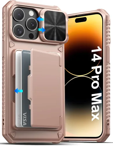 Vista 62 de ATATOO Funda Cartera para iPhone Air, Portador de Tarjetas Integrado (3-5 Tarjetas) [Bloqueo RFID] y Cubierta Deslizante para Cámara, Protección
