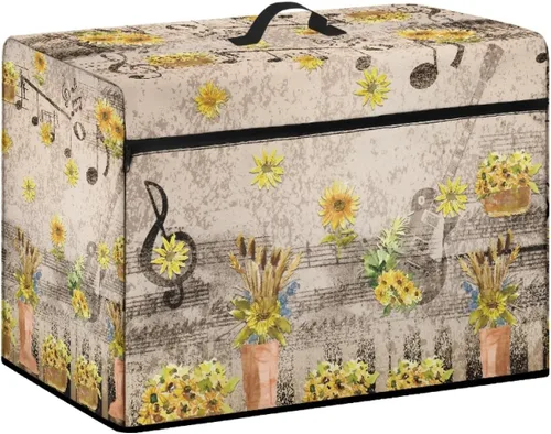Vista 2 de Funda para máquina de coser de girasoles de otoño con prácticos bolsillos, cubierta protectora duradera acolchada contra el polvo, accesorios