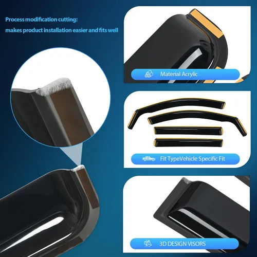 Vista 2 de Nilight Visera de ventana compatible con GMC Terrain 2018 2019 2020 2021 2022 2023 2024 Viseras de ventana de ventilación, protectores de lluvia
