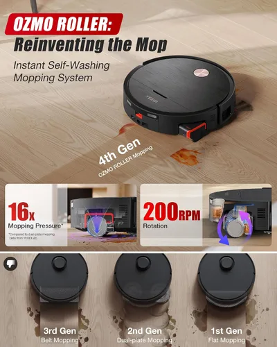 Vista 3 de Yeedi S16 Plus Robot Aspiradora y Trapeador con Estación Omni Automática, Succión de 16,600Pa, Mopa Autolavadora OZMO, ZeroTangle 3.0, Elevación