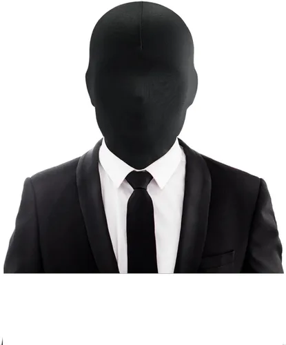 Vista 3 de 2 piezas de máscara de cara completa de Kanye negro para Halloween, disfraz de tela Morph sin rostro para adultos