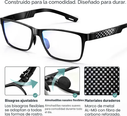 Vista 4 de IBOANN Blue Light Glasses for Men - Lightweight Al-Mg Metal, Gaming Computer Blocking Glasses, Eye Protection Anti Eyestrain