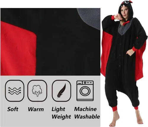 Vista 5 de SimZoo Pijama de animal para adultos, disfraz de una sola pieza para Bate