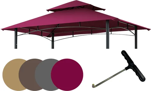 Vista 10 de EasyLee Cubierta de toldo para kiosco de parrilla de 8 x 5 pies, parte superior de repuesto impermeable con gancho en T, color marrón