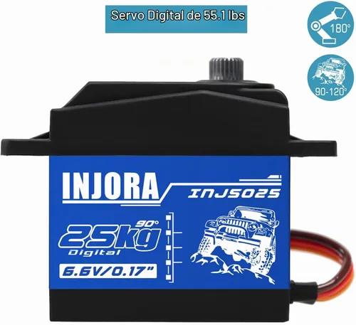 Vista 6 de INJORA - Servo digital de 55.1 lbs de alto par para 1/10 RC (ángulo de control 90°-180°)