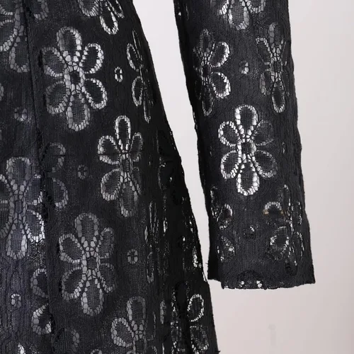 Vista 5 de Lencería para mujer, de manga larga, con encaje, sexy, cuello corazón, hueco, vestido para dormir, camisones