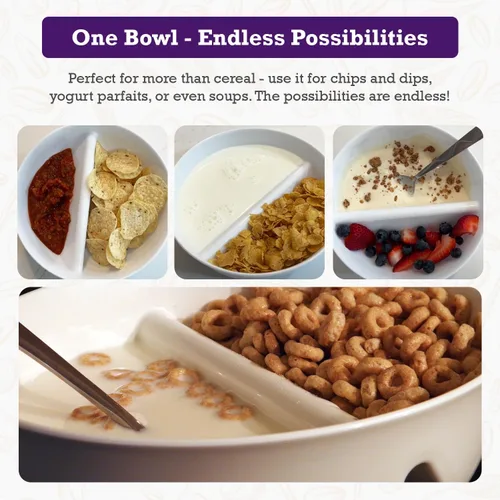Vista 6 de Paquete de 3 - Tazón para Cereales Anti-Empapado Just Crunch - Mantiene los Cereales Frescos y Crujientes Sin BPA Apto para Microondas Helado
