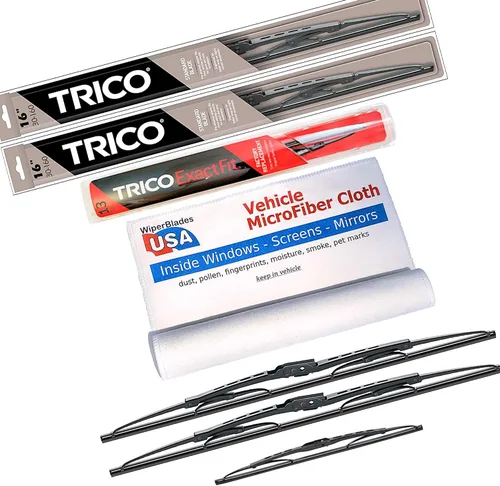Vista 35 de Juego de 2 limpiaparabrisas para Chrysler 300 Driver/Pass Trico 1970 Driver/Pass Trico, juego de 2 unidades con paño interior de microfibra