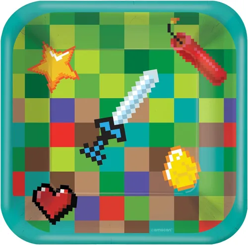 Vista 3 de Amscan Bluey - Platos cuadrados, 7 pulgadas (paquete de 8), duraderos y coloridos esenciales para fiestas, perfectos para celebraciones de niños