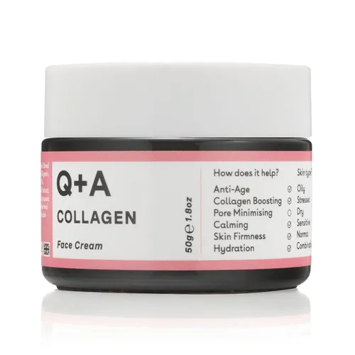 Vista 2 de Q+A Crema facial de colágeno (1.76 onzas), cuidado facial natural antienvejecimiento con colágeno alimentado por plantas, manteca de karité