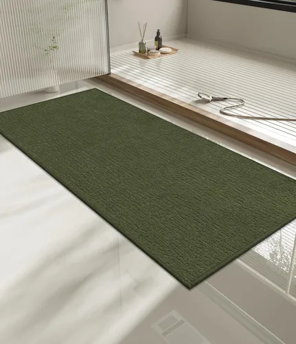 Vista 75 de Chakme Juego de 2 alfombras de baño ultrafinas, absorbentes, antideslizantes, lavables a máquina, color negro, 17 x 24 pulgadas / 17 x 30 pulgadas