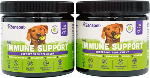 Vista 11 de Polvo de apoyo inmunológico para perros, cola de pavo, espirulina y beta-glucano, apoya un sistema inmunológico saludable y digestión, grado humano