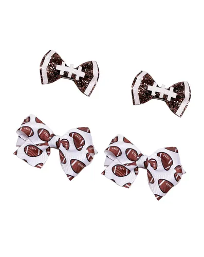 Vista 7 de BBTDIN Baby Football Turban Headband Girl Football Bows Baby Football Hair Band Bow BBG19 (3 Pcs-F1)