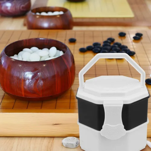 Vista 3 de TOYANDONA Go Game Bowl con cerradura y asa, soporte para piezas de ajedrez, piedras de juego, contenedor de almacenamiento de ajedrez