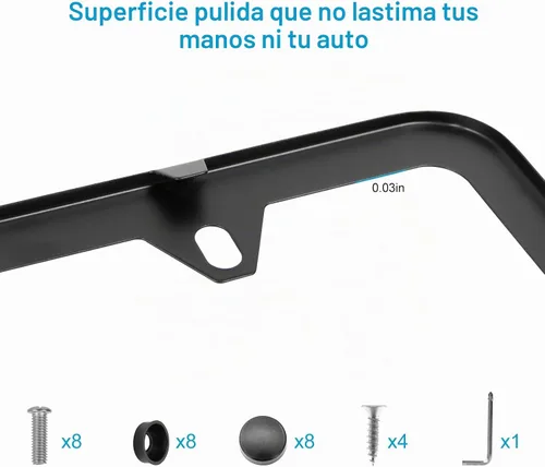 Vista 3 de Marcos de Matrícula Negros, 2 Piezas Soportes de Matrícula de 4 Agujeros, Marco de Matrícula de Acero Inoxidable, Cubiertas de Matrícula