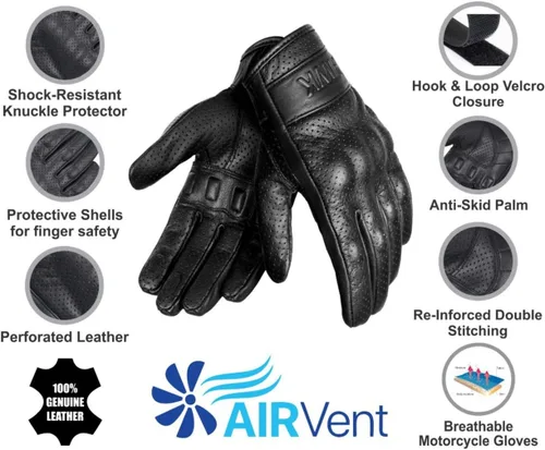 Vista 3 de HWK – Guantes de cuero para motocicleta para hombre, motocross, motocicleta, táctica, motociclista, para conducir, carreras