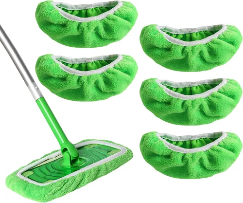 Vista 11 de 6 almohadillas de microfibra reutilizables compatibles con Swiffer Sweeper, paños de barrido en seco y paños húmedos, almohadillas lavables